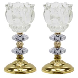 Persian Crystal Candlestick Tulip Shaped Model Ashki (2x)