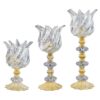 Persian Crystal Candlestick Tulip Shaped Set of 3
