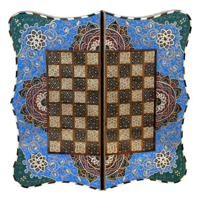 Handcrafted Persian Donya Floral Wooden Khatamkari Chess Board