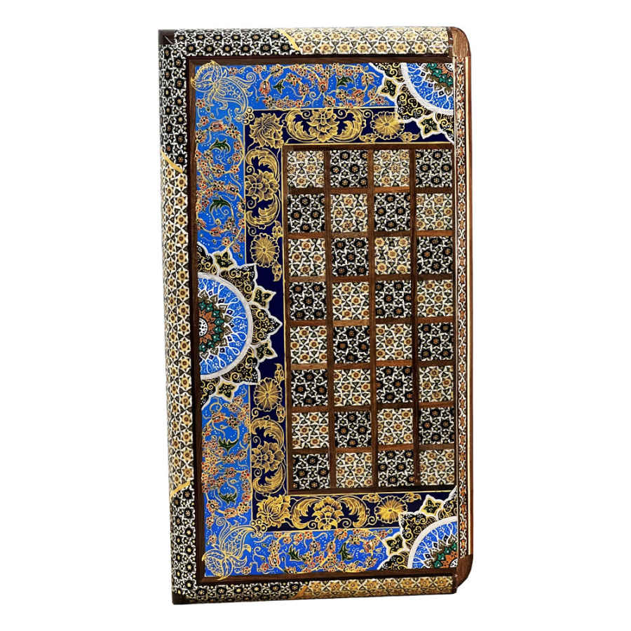 Handcrafted Persian Eslimi Floral Wooden Marquetry Chess Board