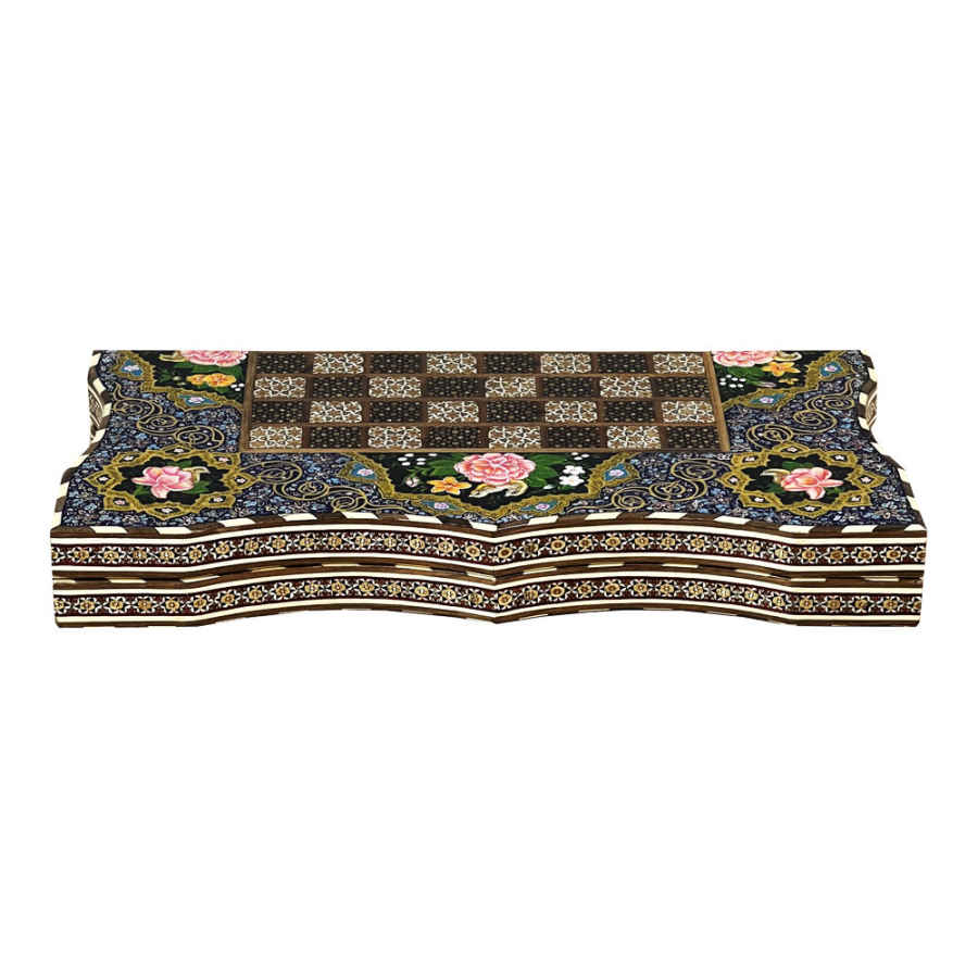 Handcrafted Persian Floral Wooden Marquetry Chess Board