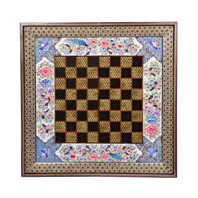 Handcrafted Persian Jalal Floral Wooden Khatamkari Chess Board