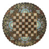 Handcrafted Persian Round Floral Wooden Marquetry Chess Board