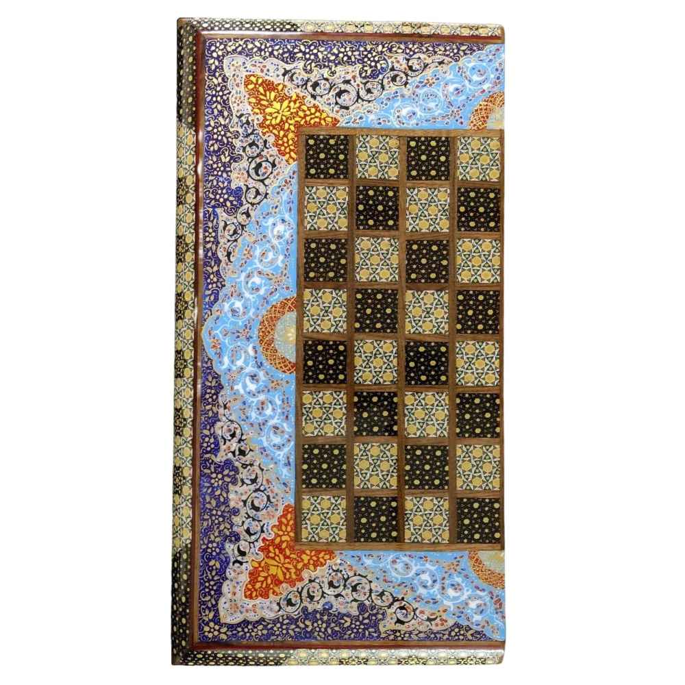 Handcrafted Persian Sadaf Floral Wooden Marquetry Chess Board