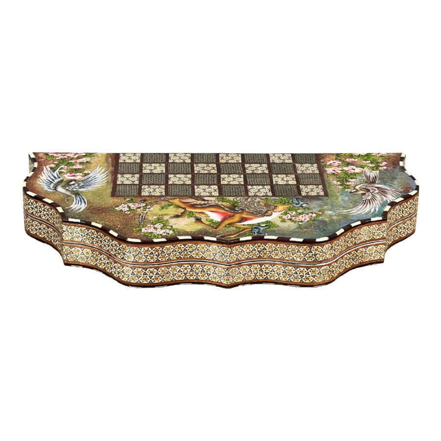 Handcrafted Persian Tasheir Floral Wooden Khatamkari Chess Board