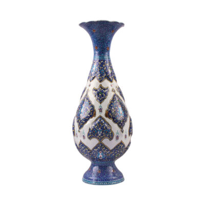 Decorative Copper Vase Hand-Painted with Persian Minakari Enamel, Featuring the Bahar Floral Design for a Fresh Spring Aesthetic
