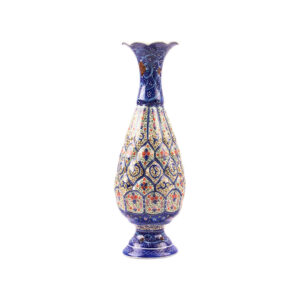 Decorative Copper Vase Hand-Painted with Persian Minakari Enamel, Featuring the Darya Geometric Design for Artistic Flair
