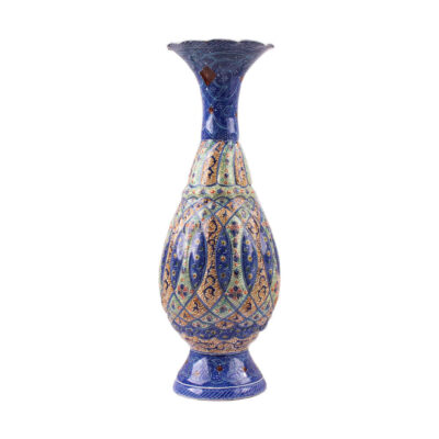 Decorative Copper Vase Hand-Painted with Persian Minakari Enamel, Featuring the Elham Geometric Design for Timeless Appeal