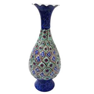 Decorative Copper Vase Hand-Painted with Persian Minakari Enamel, Featuring the Fasa Floral Design for a Traditional Home Accent
