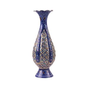 Decorative Copper Vase Hand-Painted with Persian Minakari Enamel, Featuring the Hasti Geometric Pattern for a Modern Traditional Look