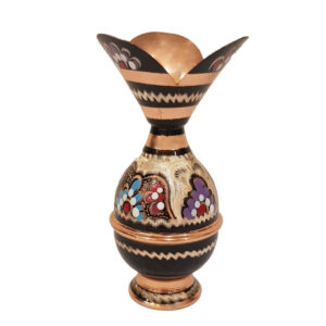 Decorative Copper Vase Hand-Painted with Persian Minakari Enamel, Featuring the Noghli Floral Design for a Rich Look