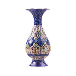 Decorative Copper Vase Hand-Painted with Persian Minakari Enamel, Featuring the Samin Floral Design for Elegant Decor