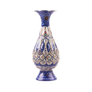 Decorative Copper Vase Hand-Painted with Persian Minakari Enamel, Featuring the Saye Geometric Design for Elegant Styling