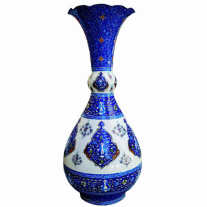 Decorative Copper Vase Hand-Painted with Persian Minakari Enamel, Featuring the Toranji Floral Design for a Refined Look