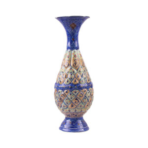 Decorative Copper Vase Hand-Painted with Persian Minakari Enamel, Featuring the Zar Geometric Pattern for a Luxurious Finish