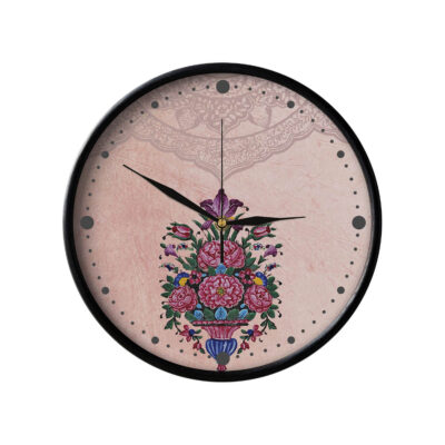 Artistic Persian Plastic Wall Clock with Floral Design – Decorative Accent for Living Rooms and Bedrooms, Model Goldan