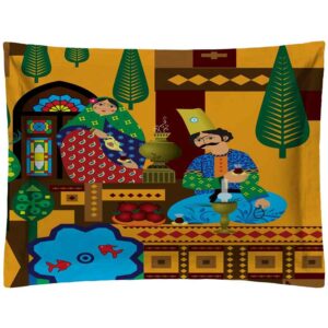 Persian Artistic Pictorial Velvet Pillowcase – Standard Sized Model Khatoon (x2)