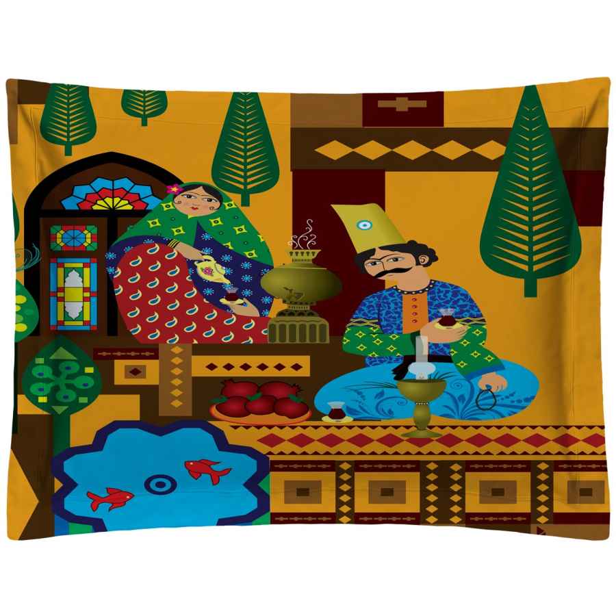 Persian Artistic Pictorial Velvet Pillowcase – Standard Sized Model Khatoon (x2)