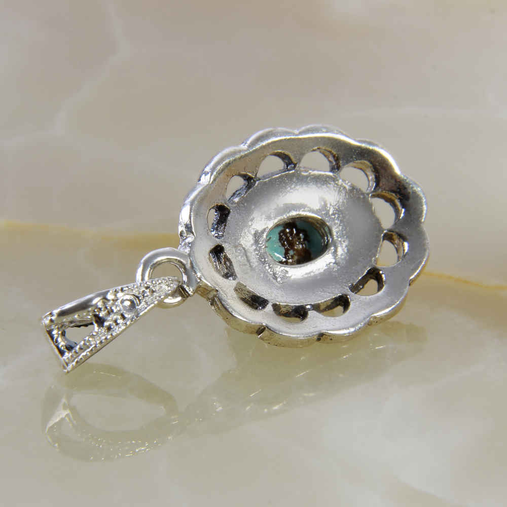 Persian Silver Pendant with Turquoise Gemstone Nahal