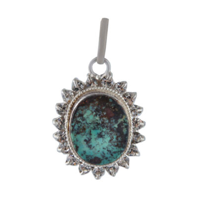 Persian Silver Pendant Necklace with Turquoise - Royan Traditional Medallion