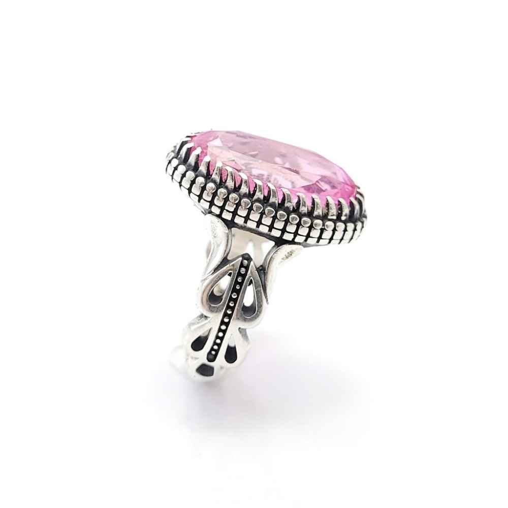 Persian Pink Topaz Silver Ring for Men Jalal