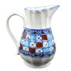 Decorative Porcelain Pitcher Vase, Featuring the Sonati Model with a Classic Checkered Design for Farmhouse Decor