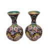 Set of Two Decorative Pottery Vases, Hand-Painted with Persian Minakari Enamel for a Traditional Floral Display