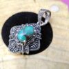 Persian Silver Pendant with Turquoise Gemstone Asa