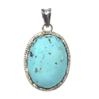Persian Silver Pendant Necklace with Turquoise - Azal Traditional Medallion