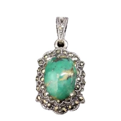 Persian Silver Pendant Necklace with Turquoise - Elen Traditional Medallion