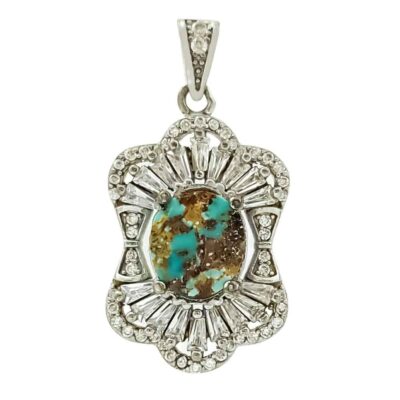 Persian Silver Pendant Necklace with Turquoise - Farah Traditional Medallion