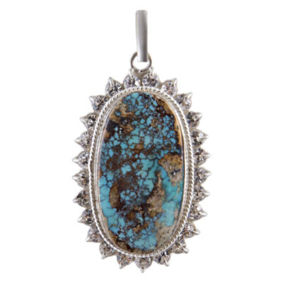Persian Silver Pendant Necklace with Turquoise – Maha Traditional Medallion
