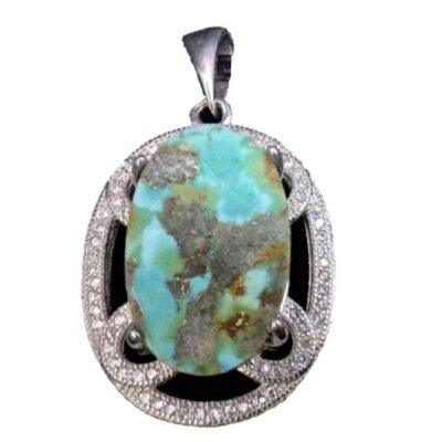 Persian Silver Pendant Necklace with Turquoise - Noor Traditional Medallion