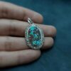 Persian Silver Pendant with Turquoise Gemstone Sadaf