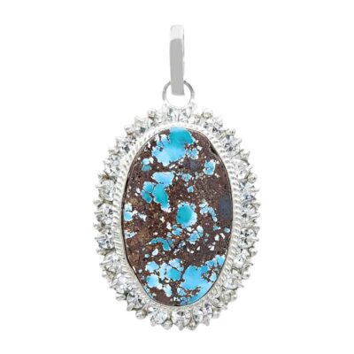 Persian Silver Pendant Necklace with Turquoise - Sadaf Traditional Medallion