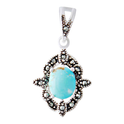 Persian Silver Pendant Necklace with Turquoise – Zohal Traditional Medallion