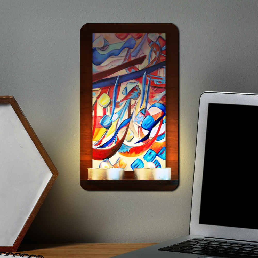 Persian Wooden Tealight Wall Sconce Calligraphy (x2)