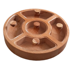Round Wooden Nuts & Snacks Organizer Box – Handcrafted Serving Tray