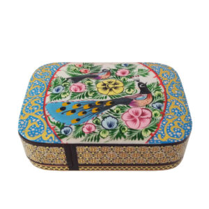 Persian Wooden Playing Card Box – Khatam Enameled Birds & Flowers