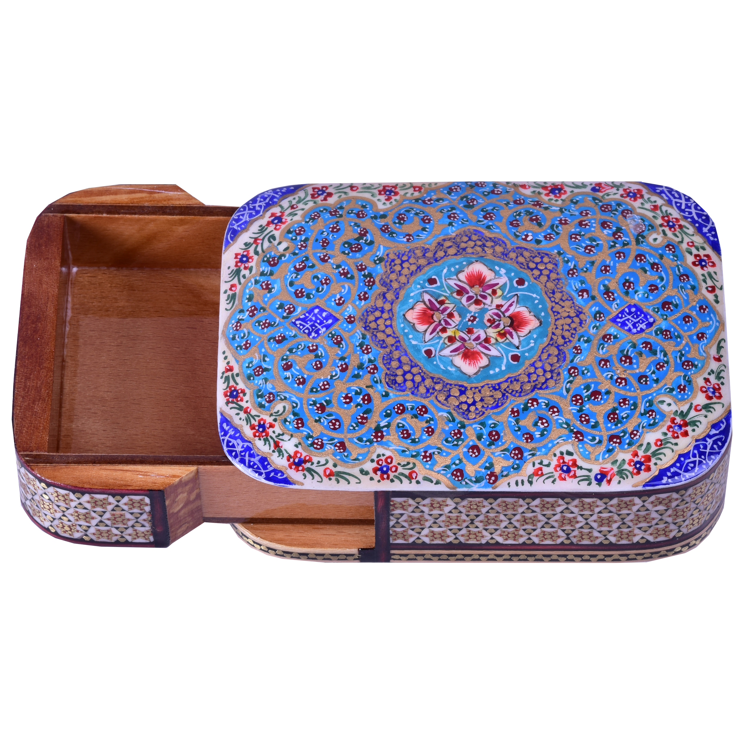 Persian Wooden Playing Card Box – Khatam Enameled Flower
