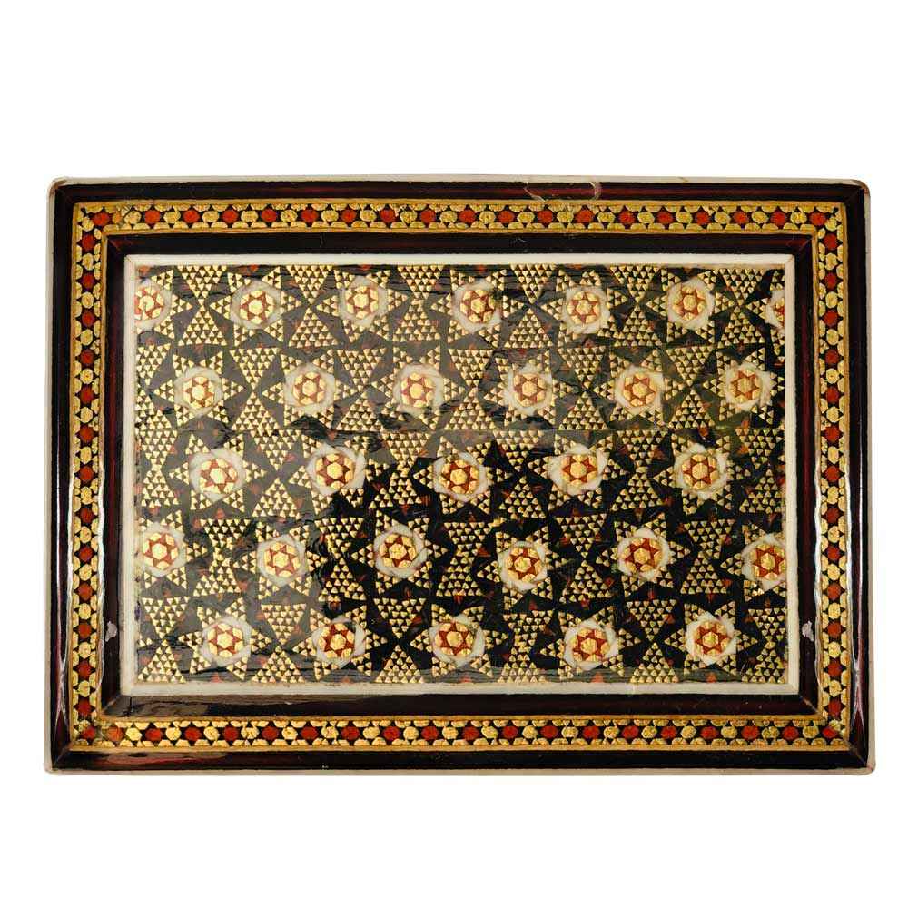 Persian Wooden Playing Card Box – Khatam Enameled Star