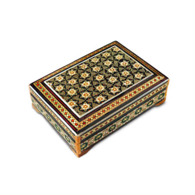 Persian Wooden Playing Card Box - Khatam Enameled Star
