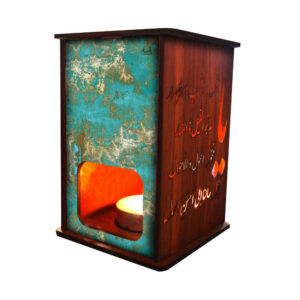 Persian Wooden Tealight Lantern Patina (x2)