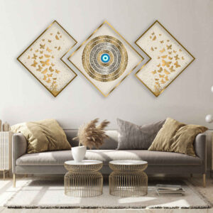 3 pcs Islamic Poster Print – Ayatul Korsi Framed Wall Art