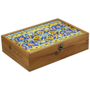 Floral Theme Wooden Tea Organizer – Decorative Box with Divided Sections