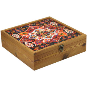 Dorna Design Tea Organizer – Wooden Chest with Persian Pattern & Drawers