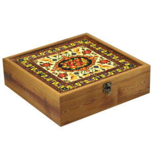 Elena Design Wooden Tea Chest – Artistic Persian Pattern Storage