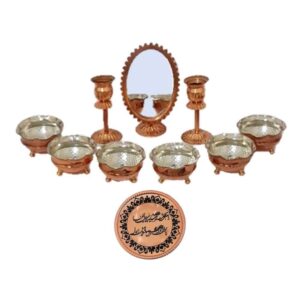 Copper Haftseen Set Dishes with Mirror suitable for Nowruz Erika