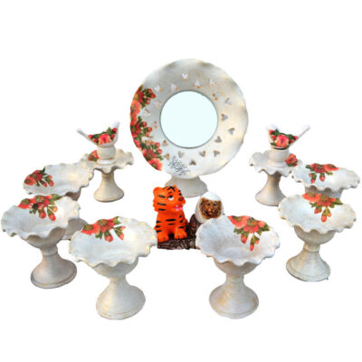 Haftseen Set Dishes with Mirror suitable for Nowruz Sogol (13 Pcs)