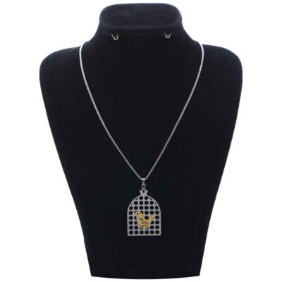 Persian Stainless Steel Necklace - Morgh Amin Bird Minimalist Design